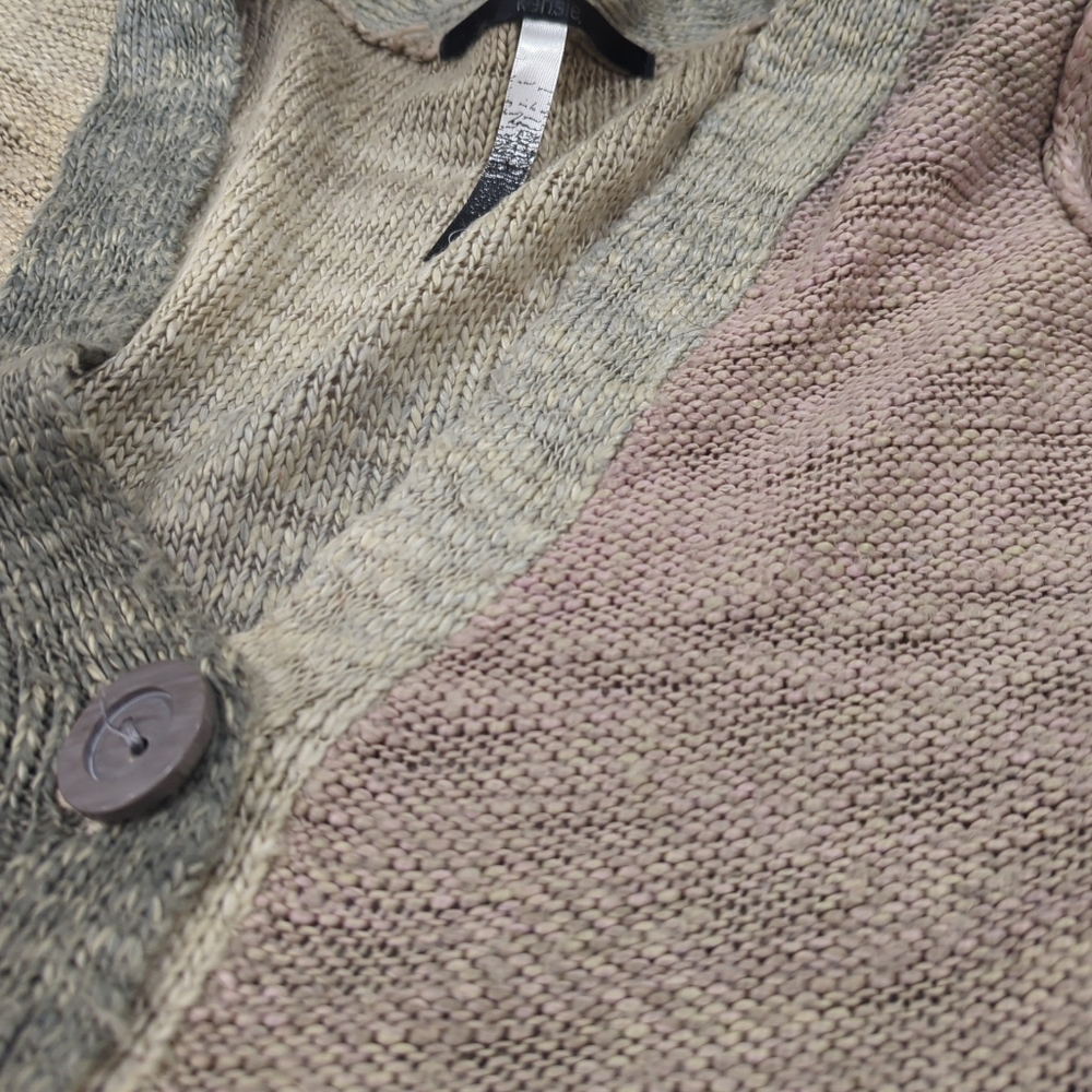 Kensie Pink Green Button Cardigan Chunky Knit - Women's Small Multicolor Heavy - Picture 10 of 16